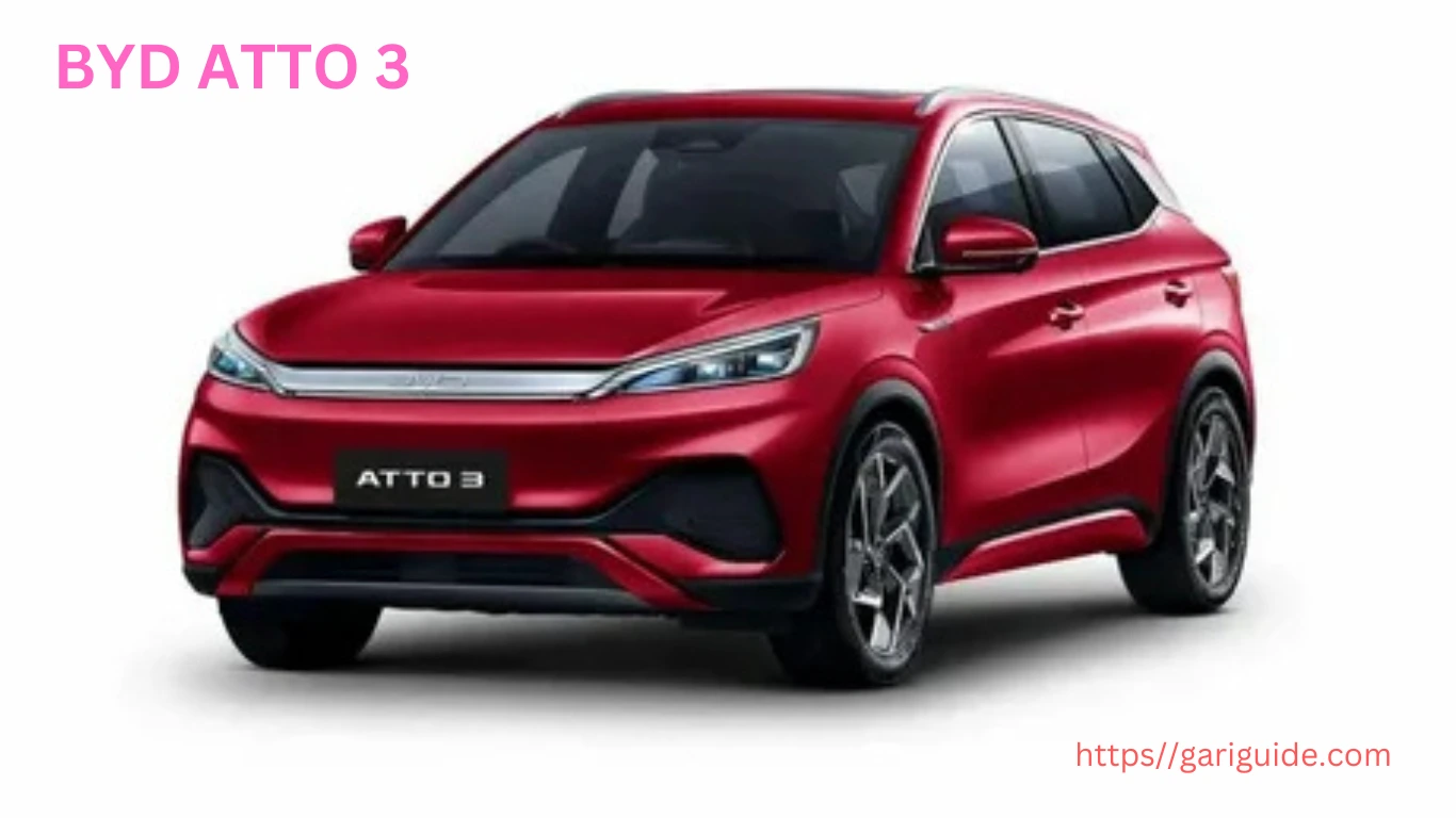 A sleek byd atto 3 electric car parked, showcasing its modern design and eco-friendly features.