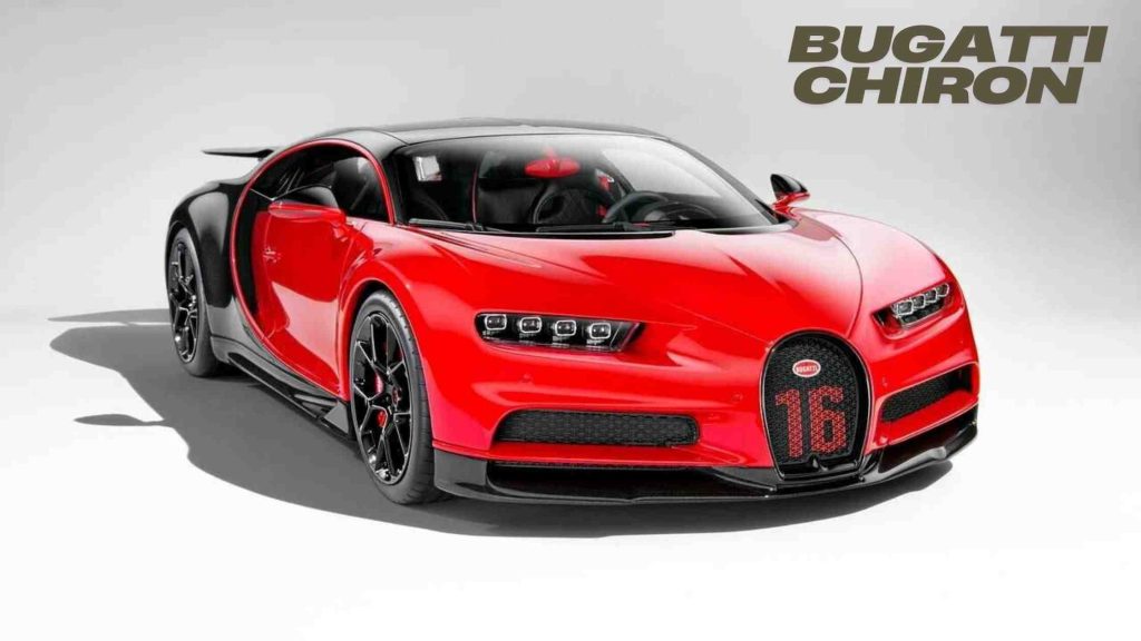 a red and black Bugatti car