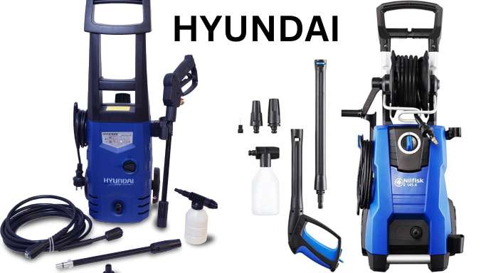 a blue and black pressure washer