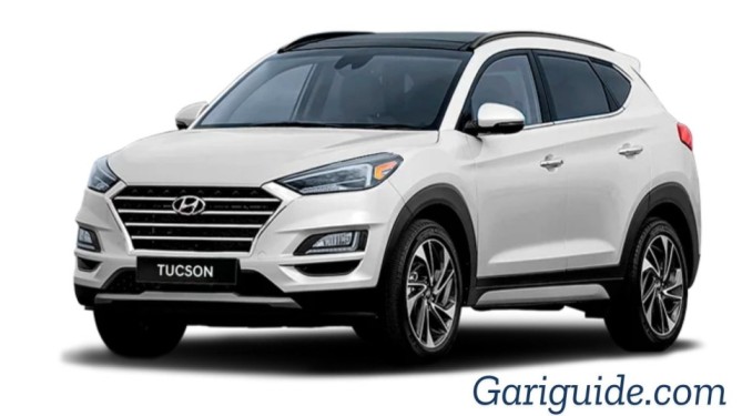 A white 2024 Hyundai Tucson Price in Pakistan, also showcasing its modern design and features, with good looking.