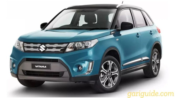 The new blue Suzuki Vitara displayed, highlighting its appeal as one of the best family SUVs in Pakistan.