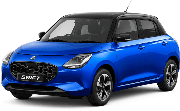 Blue Suzuki Swift parked in a residential area – sleek and modern look