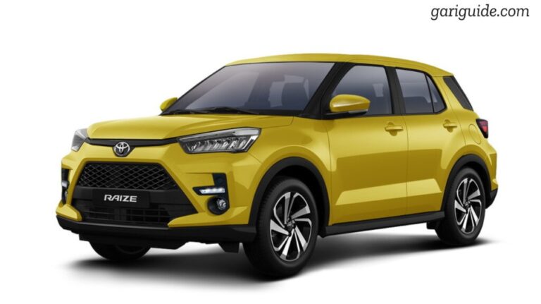 New yellow Toyota Raize SUV showcased, emphasizing its modern design and the Toyota Raize price in Pakistan.
