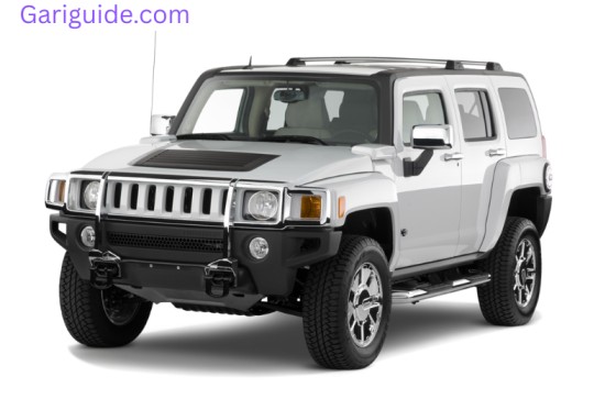 White Hummer SUV parked against a white background, highlighting its design and features.