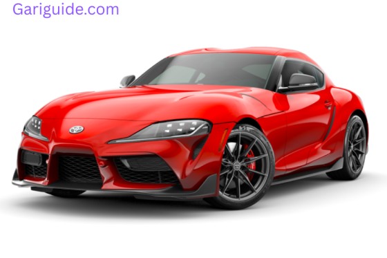 A Toyota Supra captured in a dynamic angle, emphasizing its design and performance, with details on pricing in India.